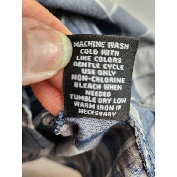 𝅺buckle Black Blue Plaid Standard Fit Long Sleeve Snap Front Shirt XL - Picture 6 of 8